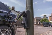 Car charging from a lampost charge point