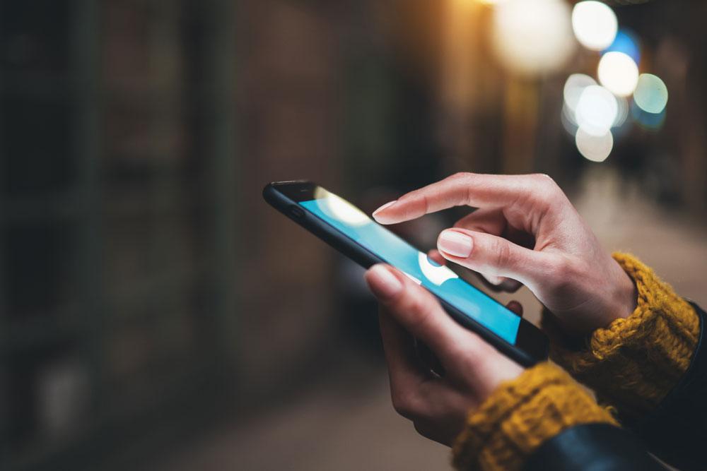 Closeup of person using smartphone