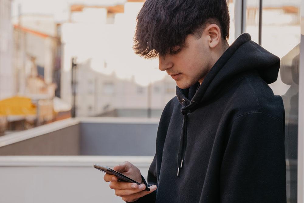 Teenager on phone